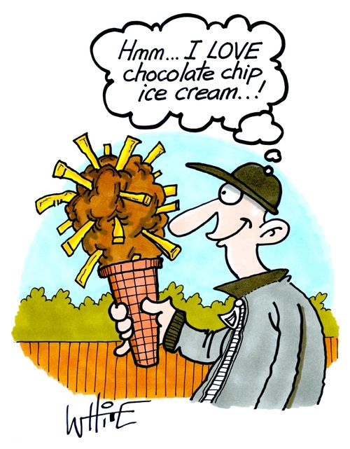 "Hmm...I LOVE chocolate chip ice cream...!"
