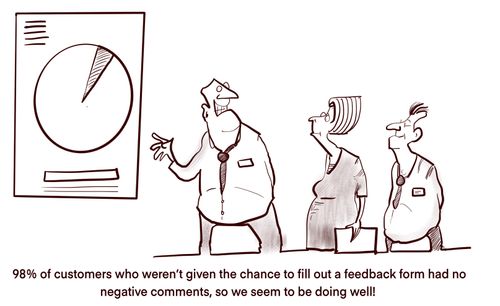 "98% of customers who weren't given the chance to fill out a feedback form had no negative comments, so we seem to be doing well!"