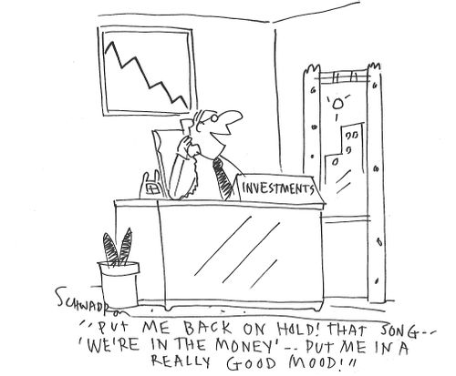 "Put me back on hold! That song - 'We're in the money' - put me in a really good mood!"