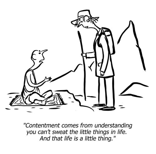 "Contentment comes from understanding you can't sweat the little things in life. And that life is a little thing."
