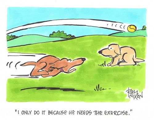 "I only do it because he needs the exercise."