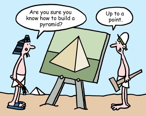 "Are you sure you know how to build a pyramid." 