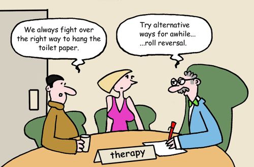 "We always fight over the right way to hang the toilet paper."