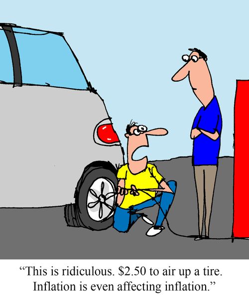 "This is ridiculous. $2.50 to air up a tire. Inflation is even affecting inflation."