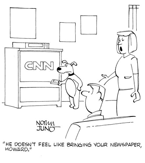 "He doesn't feel like bringing your newspaper, Howard."