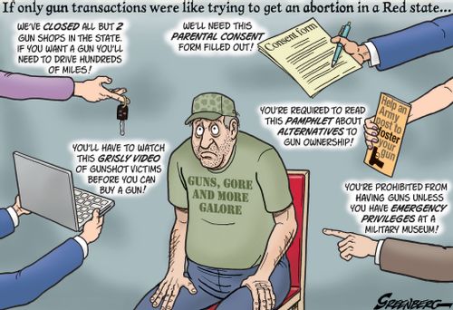 If only gun transactions were like trying to get an abortion in a Red state...