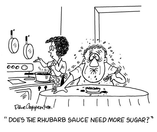 "Does the rhubarb sauce need more sugar?"