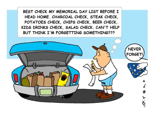 "Best check my memorial day list before I head home..."
