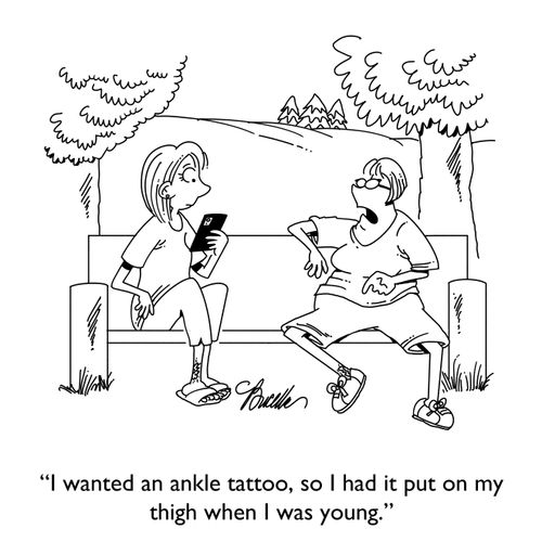 "I wanted an ankle tattoo, so I had it put on my thigh when I was young."
