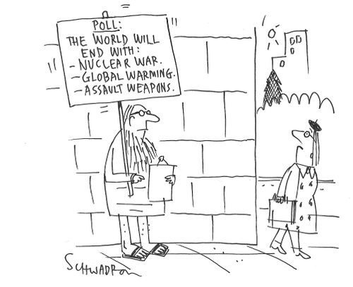 Poll: The World Will End With: Nuclear War, Global Warming, Assault Weapons.