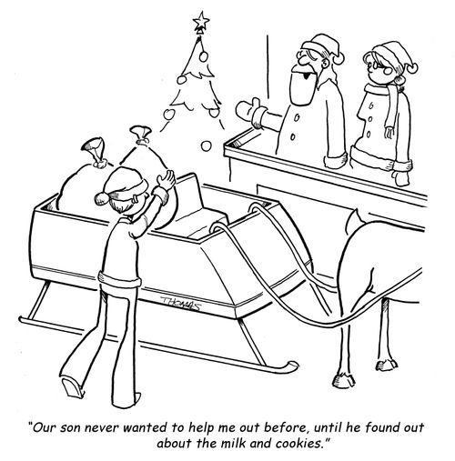 "Our son never wanted to help me out before, until he found out about the milk and cookies."