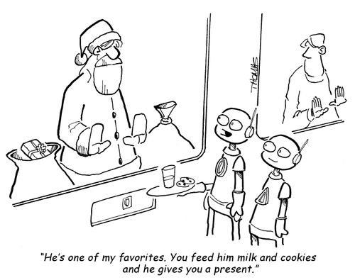 "He's one of my favourites. You feed him milk and cookies and he gives you a present."
