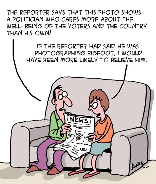 "The reporter says that this photo shows a politician who cares more about the well-being of the votes and the country than his own!"