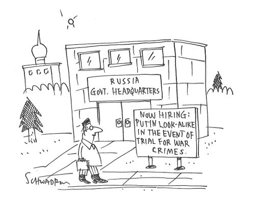 Now Hiring! Putin look-alike in the event of trial for war crimes.
