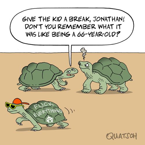 "Give the kid a break, Jonathan! Don't you remember what it was like being a 66-year-old?"