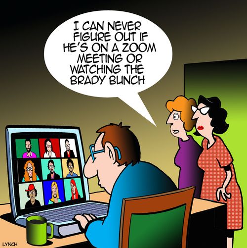 "I can never figure out if he's on a zoom meeting or watching the bradly bunch."