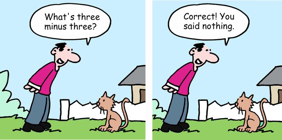 "What's three minus three?"