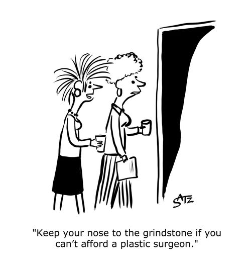 "Keep your nose to the grindstone if you can't afford a plastic surgeon."