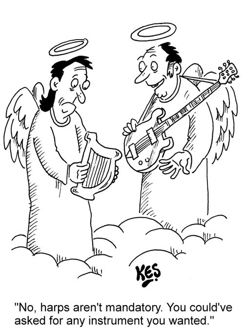 "No, harps aren't mandatory. You could've asked for any instrument you wanted."