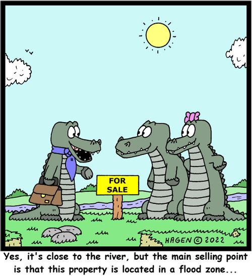 "Yes, it's close to the river, but the main selling point is that this property is located in a flood zone..."