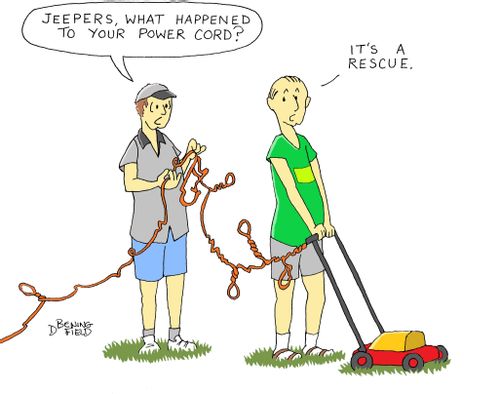 "Jeepers, what happened to your power cord?"