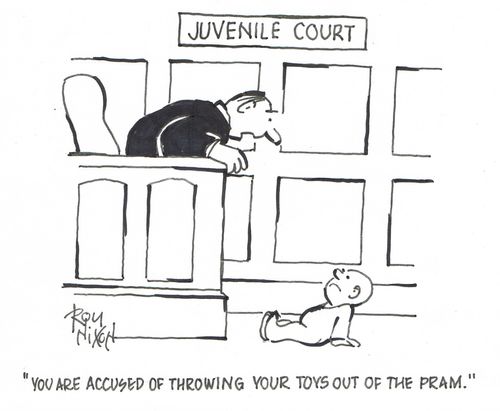 "You are accused of throwing your toys out of the pram."
