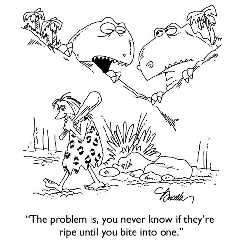 "The problem is, you never know if they're ripe until you bite into one."
