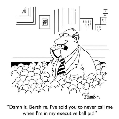 "Damn it, Bershire, I've told you to never call me when I'm in my executive ball pit!"