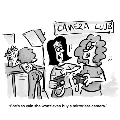 "She's so vain she won't even buy a mirrorless camera."
