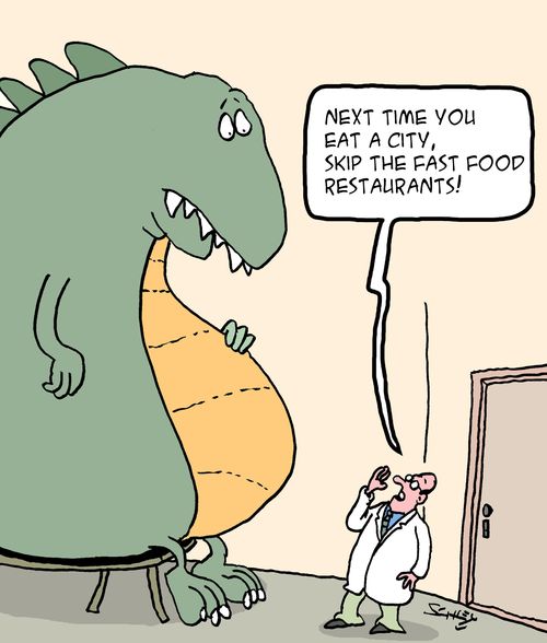 "Next time you eat a city, skip the fast food restaurants!"