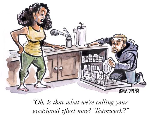 "Oh, is that what we're calling your occasional effort now? 'Teamwork'?"