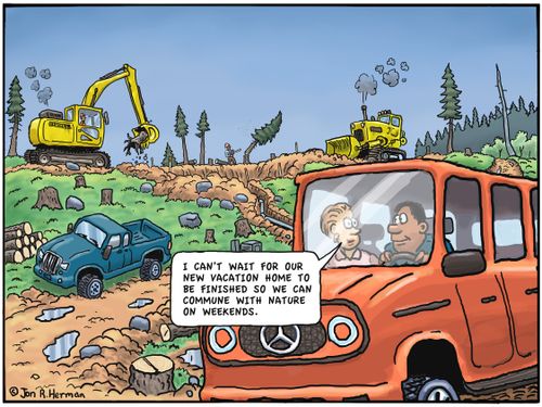 "I can't wait for our new vacation home to be finished so we can commune with nature on weekends."