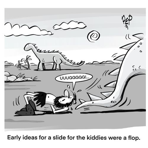 Early ideas for a slide for the kiddies were a flop