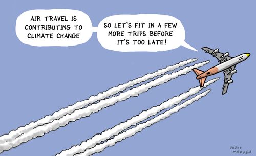 "Air travel is contributing to climate change..."