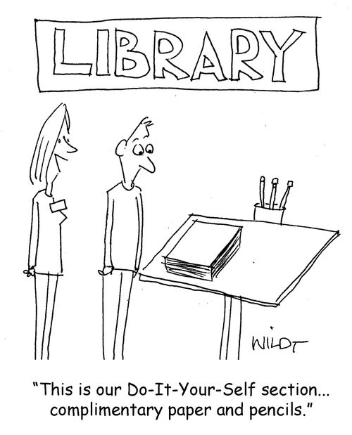 "This is our Do-It-Your-Self section....complimentary paper and pencils."