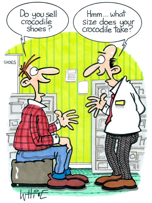 "Do you sell crocodile shoes?"