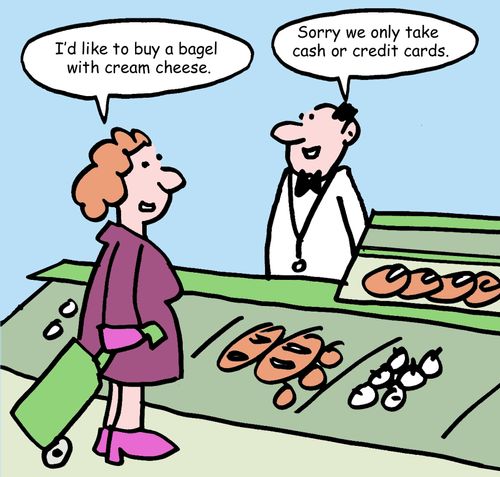 "I'd like to buy a bagel with cream cheese."