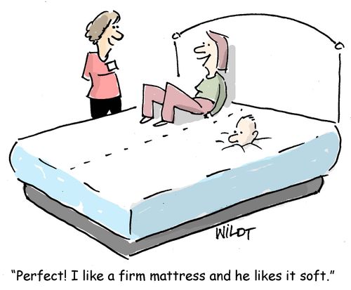 "Perfect! I like a firm mattress and he likes it soft."