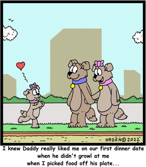 "I knew Daddy really liked me on our first dinner date when he didn't growl at me when I picked food off his plate..."