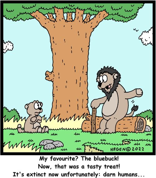 "My favourite? The bluebuck! Now, that was a tasty treat! It's extinct now unfortunately: darn humans..."