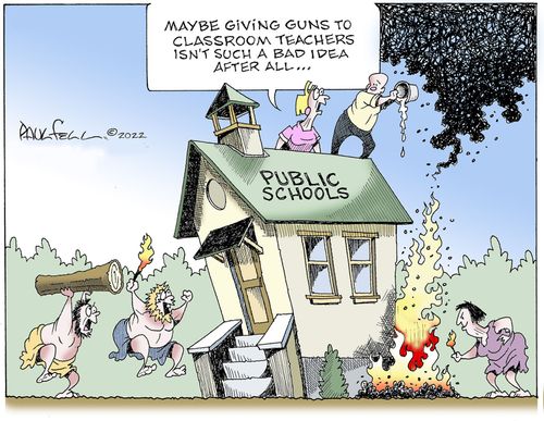 "Maybe giving guns to classroom teachers isn't such a bad idea after all..."