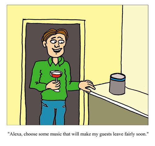 "Alexa, choose some music that will make my guests leave fairly soon."