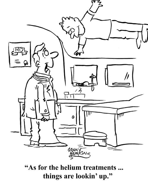 "As for the helium treatments. . . things are lookin' up."