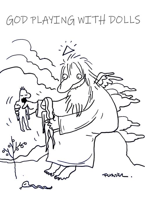 God playing with dolls.