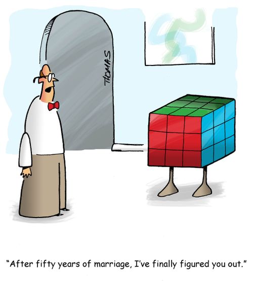 "After fifty years of marriage, I've finally figured you out."