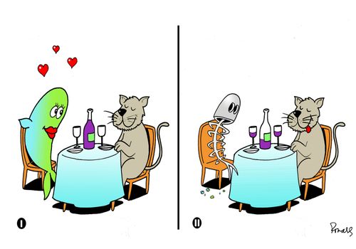 Cat eats date.