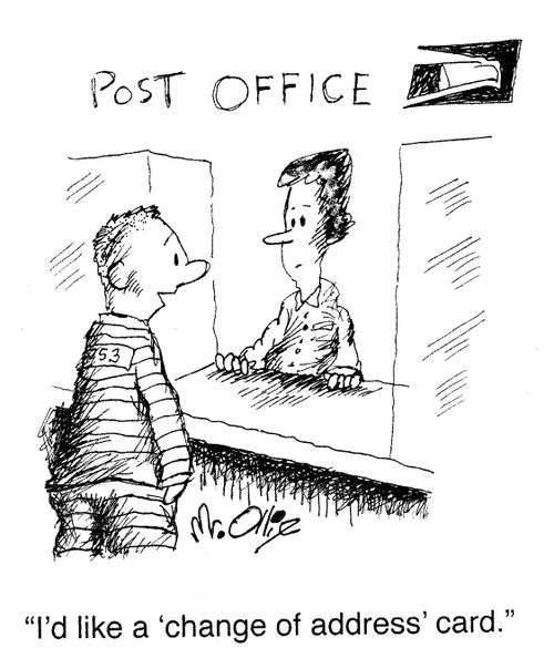 "I'd like a 'change of address' card."