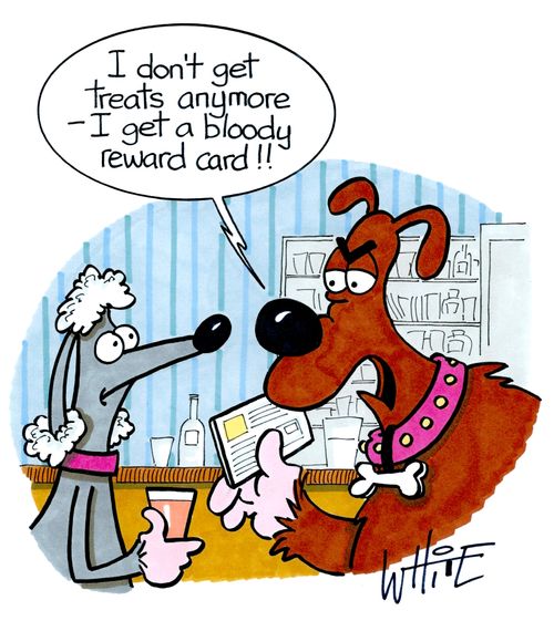 "I don't get treats anymore - I get a bloody reward card!!"
