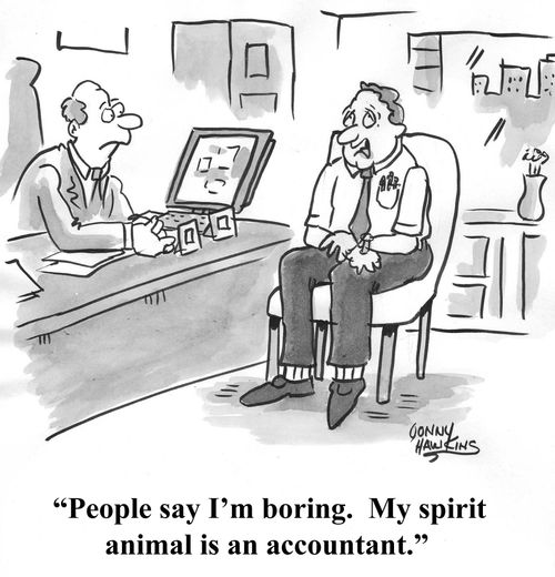 "People say I'm boring. My spirit animal is an accountant."