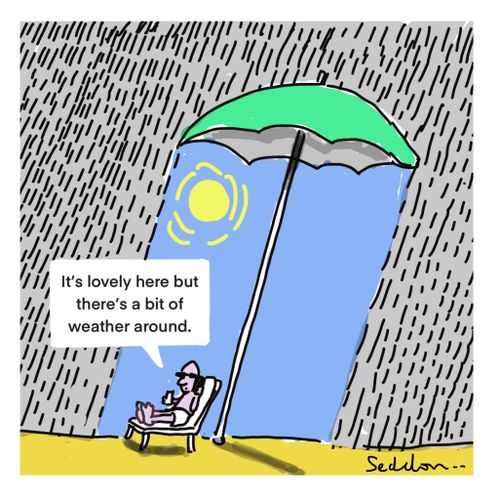 "It's lovely here but there's a bit of weather around."
